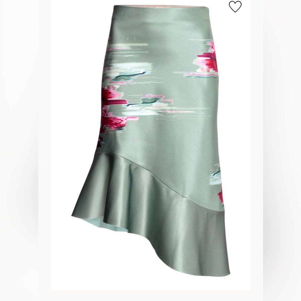 Bonded Skirt with Flounce; Light blue-green with pattern